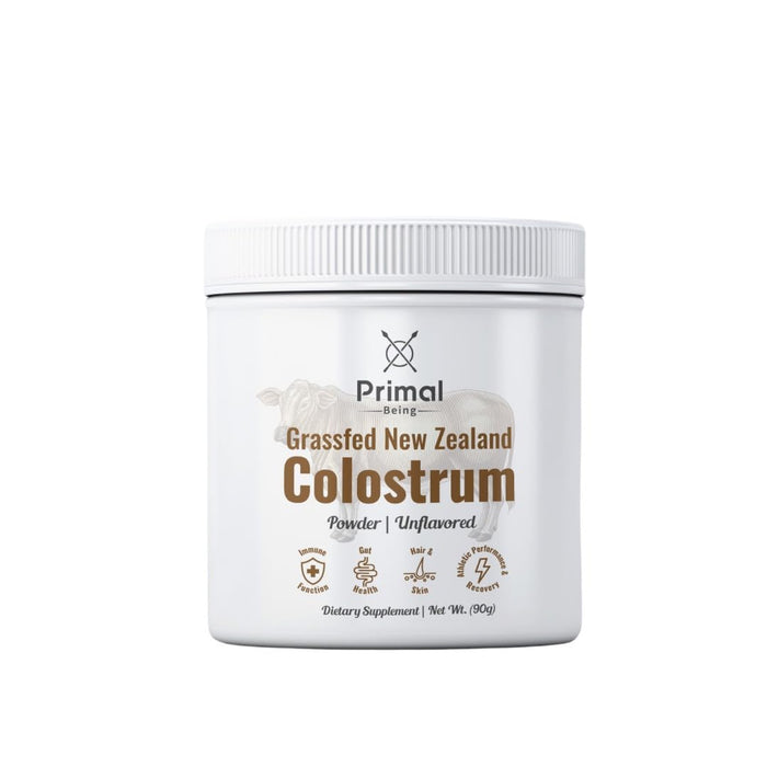 Primal Being Grassfed Beef Colostrum - Supports Immune Function, Gut Health, Hair, Anti-Aging, Athletic Performance, Recovery - 90 Grams unflavored Powder, 3000 mg per Serving