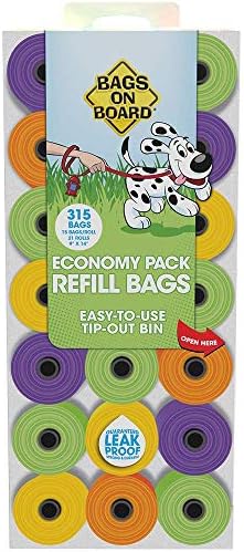 Dog Poop Bags | Strong, Leak Proof Dog Waste Bags | 9 x14 Inches, 315 Multi-Colored Bags