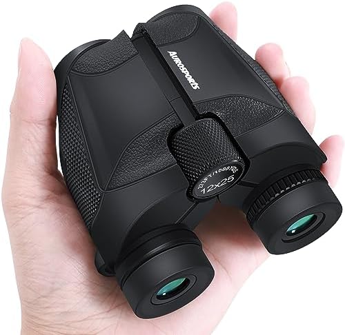 Aurosports Ultra HD Compact Binoculars for Kids and Adults, Children Binoculars for 3-12 Years Boys and Girls, Small Lightweight 12x25 Binoculars for Bird Watching, Hiking, Hunting