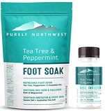 Purely Northwest-Tea Tree Oil Foot Soak & Nail Repair Oil Set- For Damaged Nails, Athletes Foot, Smelly Feet and Foot Callus - Made in the USA