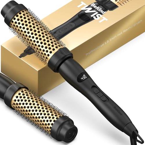 Bekind Twist Pro Thermal Brush - 1.5 Inch Versatile Heated Round Brush, Hot Air Brush Dryer, Effortless Blowout Curling Hair Styling Tools, Negative Ion Blow Out Hot Round Brush, 20s Heats (Black)