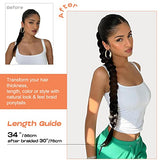 SEIKEA Upgraded Long Braid Ponytail Extension with Elastic Tie Straight Sleek Wrap Around Braid Hair Extensions Ponytail Dark Chocolate Brown 34 Inch (After Braided 30 Inch)