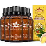 5 Pack Ginger Oil 100% Pure Natural Lymphatic Drainage Ginger Oil,SPA Ginger Massage Oils Repelling Cold and Relaxing Active Oil-30ml/Bottle