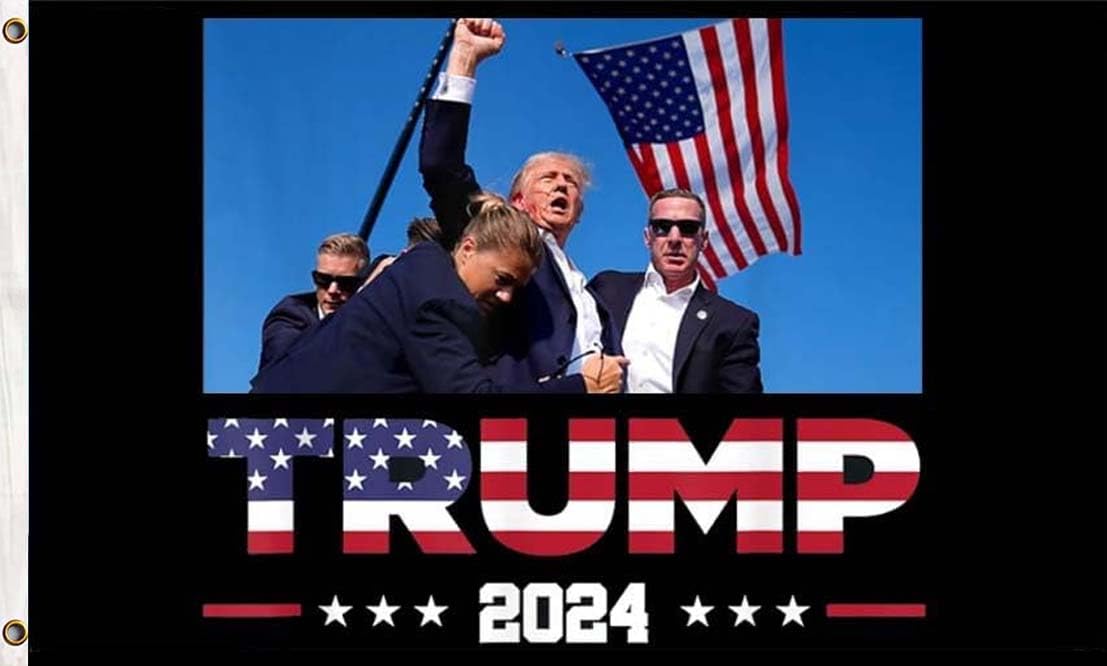 Donald Trump 2024 Flag Trump Survived Shot At Election Rally Flags Trump Fist Pump Fight Tapestry for Indoor Outdoor Bannar 3X5 Ft