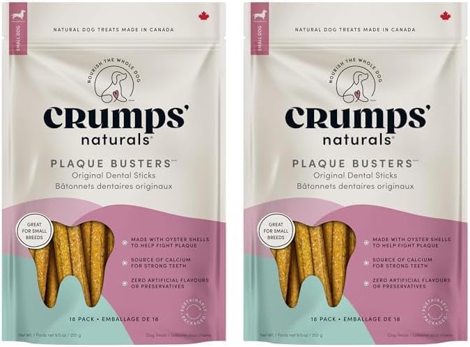 Crumps' Naturals Plaque Busters 3.5" (18ct) 9.0oz/255g Dog Dental Treat (Pack of 2)