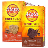 Metamucil FiberThins Fiber Supplement with Bleam Digestive Health Support Tip Card Psyllium Fiber Bars - 12CT Cinnamon Spice & 12CT Chocolate - Set