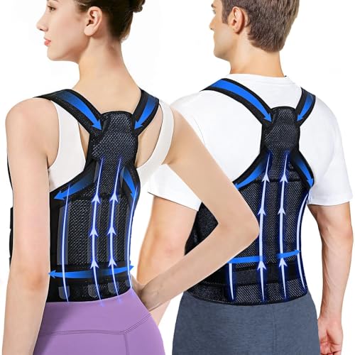 Back Brace Posture Corrector for Women and Men, Upgraded Adjustable Back Support for Upper and Lower Back Pain Relief, Shoulder Straightener for Scoliosis, Hunchback, Thoracic,Waistline-L(37.4"-43.3")