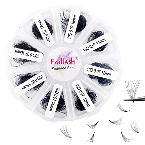 Premade Fans Eyelash Extensions 1000 Fans/Tray Promades Eyelash Volume Lash Extensions Pointed Base Loose Fans Premade Lash Extensions Fans Handmade Pre Made Volume Lashes Mix (10D-0.07C, 11-18mm)