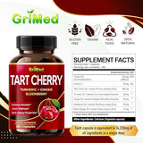 Tart Cherry - 23,000mg with Turmeric, Ginger, Elderberry - Joint Support & Muscle Recovery - Made in USA (180 Count (Pack of 1))