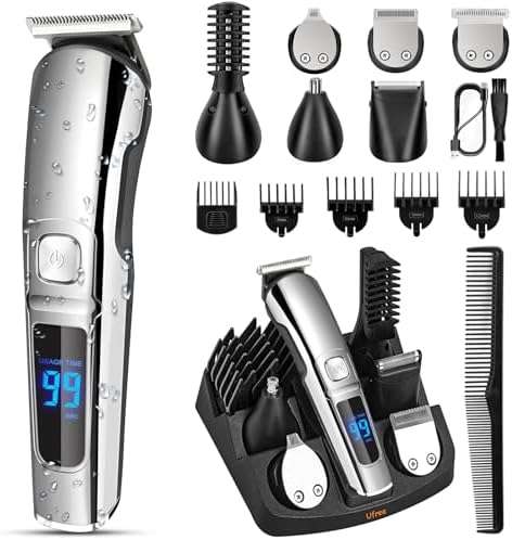 Ufree Beard Trimmer for Men, Waterproof Electric Razor for Nose, Body, Face and Mustache, Cordless Hair Clippers Shavers for Men Grooming Kit, Gifts for Men Husband Father