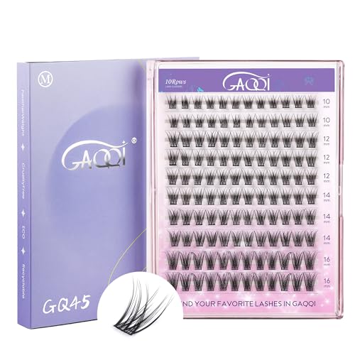 GAQQI Lash Clusters, Eyelash Clusters 120PCS C Curl Individual Lashes, Wispy Cluster Eyelash Extension 10-16mm Mixed Length, Natural Looking Cluster Lashes （GQ45, C Curl, 10-16mm)