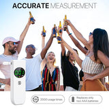 Breathalyzer, Professional-Grade Accurate Alcohol Breathalyzer Tester with LCD Digital Display and 10 Mouthpieces, Portable Alcohol Tester for Home and Party Use (White)