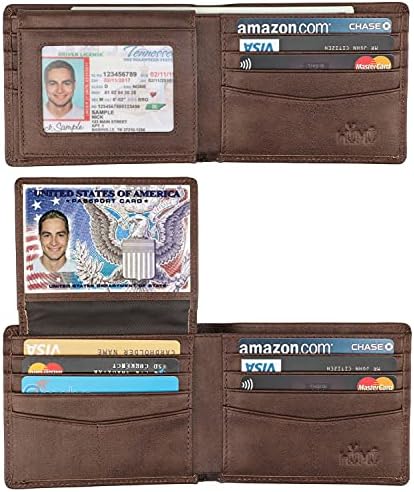 Wallet for Men-Genuine Leather RFID Blocking Bifold Stylish Wallet With 2 ID Window