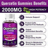 Quercetin Gummies - Quercetin with Bromelain, Vitamin C, Zinc & Elderberry 2000mg Extra Strength Immune System Booster, Lung Support Supplement for Adults Kids - 60 Quercetin Gummies (2 Pack)