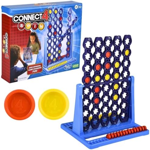 Hasbro Gaming Connect 4 Spin Game, Features Spinning Connect 4 Grid, 2 Player Board Games for Family and Kids, Strategy Board Games, Ages 8 and Up