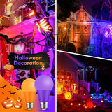 KQHBEN Orange Purple Light Bulbs - [ 4 Pack ]- 9W（60W Equivalent） E26 Base LED Halloween Light Bulb for Festivals Party Halloween Christmas Bar Events Home Decor