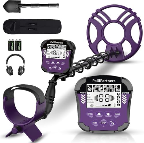 PalliPartners Metal Detector for Adults Waterproof-Professional Higher Accuracy Gold Detector with LCD Display,5 Mode,Advanced DSP Chip 12" Coil(Purple)