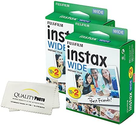 Fujifilm instax Wide Instant Film for Fujifilm instax Wide 300, 200, and 210 Cameras w/Microfiber Cloth by Quality Photo (40 Exposures)