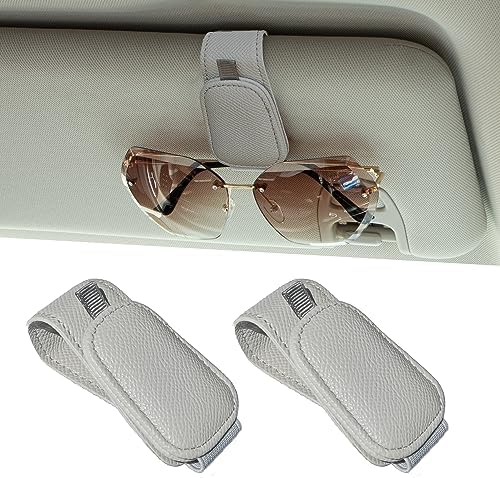 Yuoyar 2 Packs Magnetic Sunglass Holder for Car Visor - Universal Sunglasses Clip for Different Size Eyeglasses - Convenient Interior Car Accessories (2, Grey)