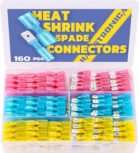 haisstronica 160pcs Heat Shrink Spade Connectors,AWG 22-10 Female and Male Wire Connectors,Quick Disconnect Spade terminals