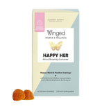 Winged Happy Her Mood Gummies | Happy Mind & Positive Feelings | Clinically-Studied Saffron Extract, Lion’s Mane, Lemon Balm, Vitamin D, L-Tyrosine & Chaste Tree Extracts | Cherry Berry Flavor (42ct)