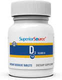 Superior Source Vitamin D3 10000 IU, Quick Dissolve MicroLingual Tablets, 100 Count, Helps Promote Strong Bones and Teeth, Immune Support, Helps Maintain Healthy Muscle Function, Non-GMO