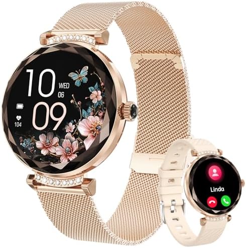 Smart Watches for Women, 1.19" HD Fitness Tracker Watch with Blood Pressure/Heart Rate Monitor, Bluetooth 5.2 Answer/Make Calls Smart Watch for Android/iOS Phones, IP68 Waterproof Fitness Watch