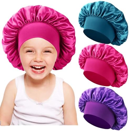 3 PCS Kids Bonnets for Girls,Silk Bonnet for Sleeping Kids,Bonnet for Kids,Toddler Bonnet for Boys and Girls