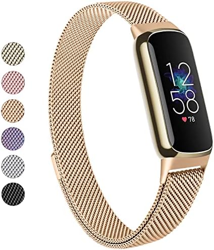 Vanjua Metal Band Compatible with Fitbit Luxe Bands, Stainless Steel Mesh Loop Adjustable Wristband Replacement Strap for Fitbit Luxe/Luxe Special Edition Fitness Tracker Women Men