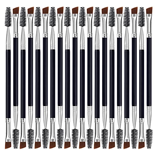 Duo Eye brow Brush, Angled Eyebrow Brush and Spoolie Brush, Eyelash Comb Eyebrow Brush Tool (20 Pcs)