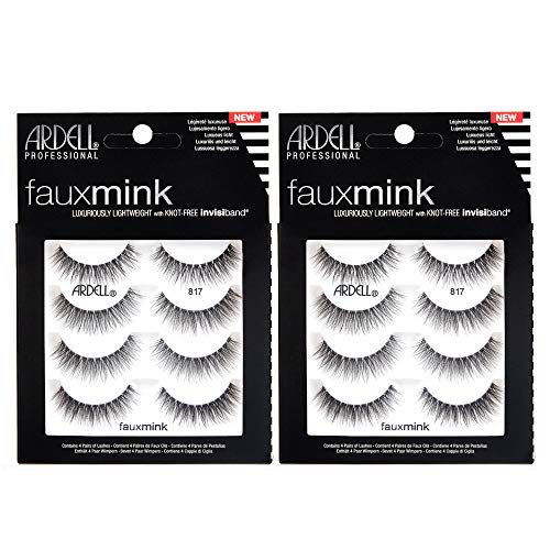 Ardell Faux Mink Lashes False Eyelashes 817 - Natural Look, Dramatic Volume, Comfortable Wear Strip Lashes, 4 Pairs x 2 Pack