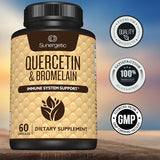 Sunergetic Premium Quercetin & Bromelain Supplement – Powerful Quercetin Bromelain Complex to Help Support Immune System & Seasonal Support – Quercetin 1000mg Per Serving – 60 Capsules