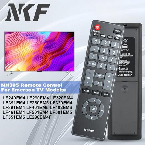 NH305UD Remote Control for Emerson TV Remote Replacement NH310UP NH301UD, Universal Remote Control for All Emerson TV LF501EM4 LF501EM4F LE240EM4 LC320EM3FA LF402EM6 LF402EM6F LF461EM4 LF461EM4A