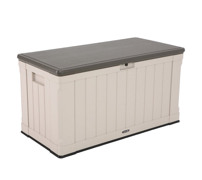 LIFETIME 60186 Heavy-Duty Outdoor Storage Deck Box, 116 Gallon, Desert Sand/Brown