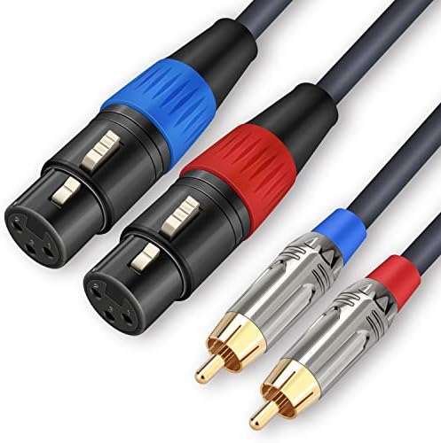 Dual XLR to RCA Cable, Dual XLR Female to Dual RCA Male Cable, 2 XLR Female to 2 RCA Male HiFi Audio Cable, 4N OFC Wire, for Amplifier Mixer Microphone, 6.6 Feet