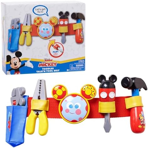 Disney Mickey Toodles Talk'n Toolbelt and Kids Play Tool Accessories for Dress Up and Pretend Play, Kids Toys for Ages 3 Up by Just Play