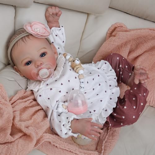 Lifelike Reborn Baby Dolls - 18 Inch Realistic Newborn Baby Dolls Girl, Real Life Baby Dolls with Soft Weighted Body, Real Baby Reborn Gift with Accessories for 3+ Years Old Kids