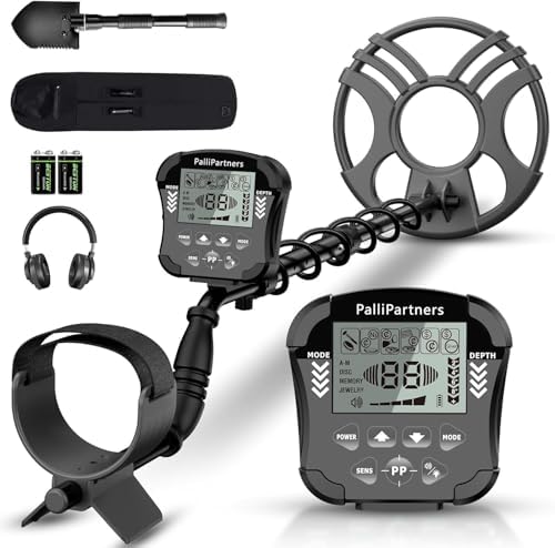 PalliPartners Metal Detector for Adults Waterproof-Professional Higher Accuracy Gold Detector with LCD Display,5 Mode,Advanced DSP Chip 12" Coil Metal Detectors(Black Grey)
