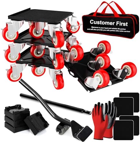 Furniture Dolly Set 5 Wheels Heavy Duty, Furniture Movers with Silent Rubber Wheels, 360° Rotation with Brake, 1400Lbs Load Capacity, Furniture Lifter for Easy Moving Large Furniture.