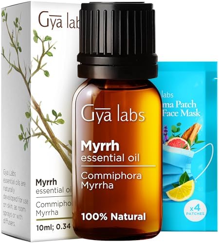 Gya Labs Myrrh Essential Oil for Skin - 0.34 Fl Oz - 100% Pure Natural Myrrh Oil for Diffuser, Face, Hair, Candle Making & Massages - Calming and Tranquil, Earthy Grounding Scent