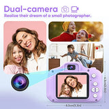 Seckton Upgrade Kids Selfie Camera, Christmas Birthday Gifts for Girls Age 3-9, HD Digital Video Cameras for Toddler, Portable Toy for 3 4 5 6 7 8 Year Old Girl with 32GB SD Card-Purple White