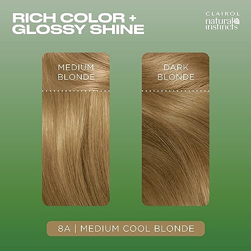 Clairol Natural Instincts Demi-Permanent Hair Dye, 8A Medium Cool Blonde Hair Color, Pack of 3