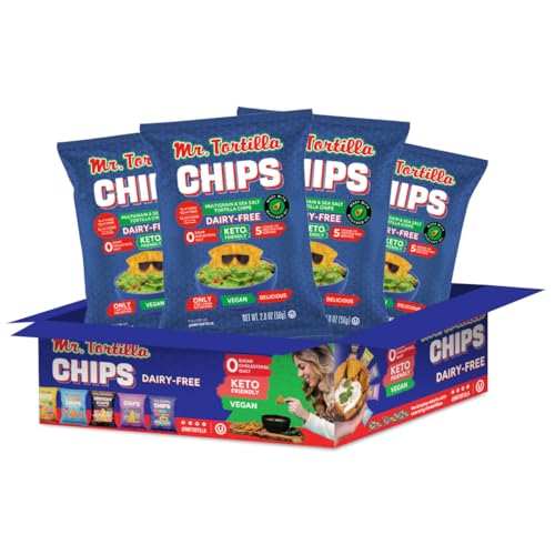 Mr. Tortilla Protein Keto Chips - Dairy Free, Keto Friendly Tortilla Chips Protein Snacks, 3 Net Carbs Per Serving, 10g Protein per Bag, Low Carb - (Multigrain 2 oz Bags, 4-Pack)