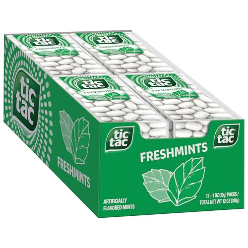 Tic Tac Freshmint Breath Mints, 12 Count, On-the-Go Refreshment, Stocking Stuffers, 1 oz Each