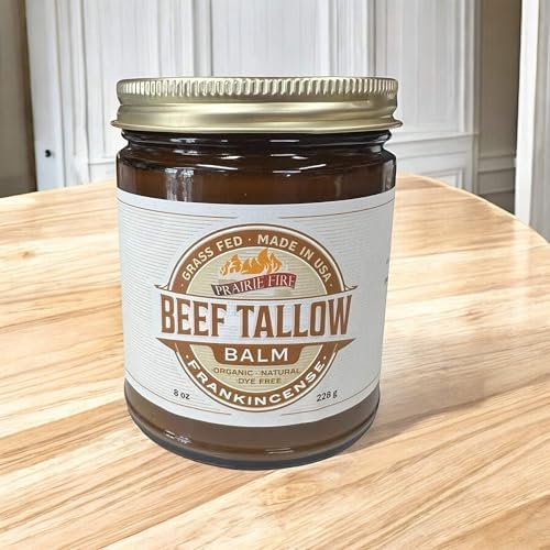 Beef Tallow Balm - 8 oz - Organic Grass Fed and Finished - Made in USA - Moisturizing Skin Care Frankincense