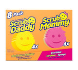 Scrub Daddy Sponges 4ct + Scrub Mommy 4ct - Scratch-Free Multipurpose Dish Sponges - BPA Free & Made with Polymer Foam - Stain & Odor Resistant Kitchen Sponge (8 Pack)