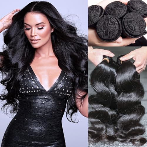 Human Hair Body Wave 3 Bundles 18 20 22 12A Grade 100% Unprocessed Brazilian Virgin Human Hair Body Weave Bundles Double Weft Human Hair Extensions Natural Color for Black Women