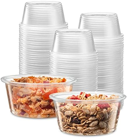 (3.25 oz - 200 Cups) Clear Disposable Plastic Portion Cups No Lids, Small Containers For Portion Controll, Jello Shots, Meal Prep, Sauce Cups, Slime, Condiments, Medicine, Dressings,