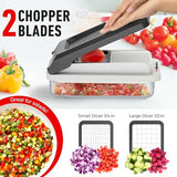 Mueller Vegetable Chopper 9 Blade, Mandoline Slicer, Veggie Chopper, Cheese Grater, Onion Chopper Vegetable Cutter, Dicer, Food Chopper with Container, Kitchen Gadgets & Essentials, White Sand/Grey