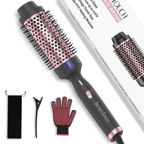 Thermal Brush, Hot Hair Curling Iron 1.77 Inch Thermal Round Hair Curling Brush with 2 Temp Settings, Universal Voltage, Tourmaline Ceramic, Negative Ion Technology, New Update Rose Gold